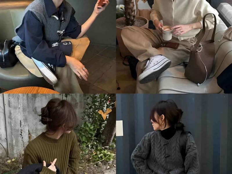 初秋韩国女生穿搭指南：秋冬不露腿造型，时髦又保暖